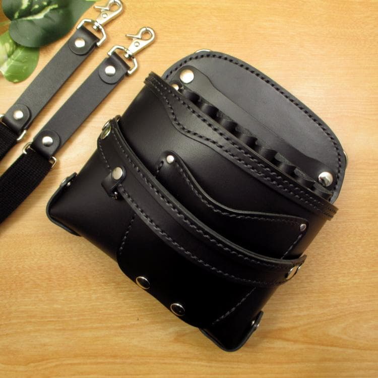 専用　オールブラック　８丁差し　本革シザーケース　SCA-147/CKA