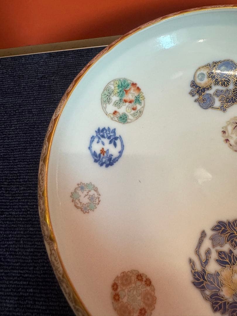 2060 深川製磁　染錦　花丸紋　鉢　金彩