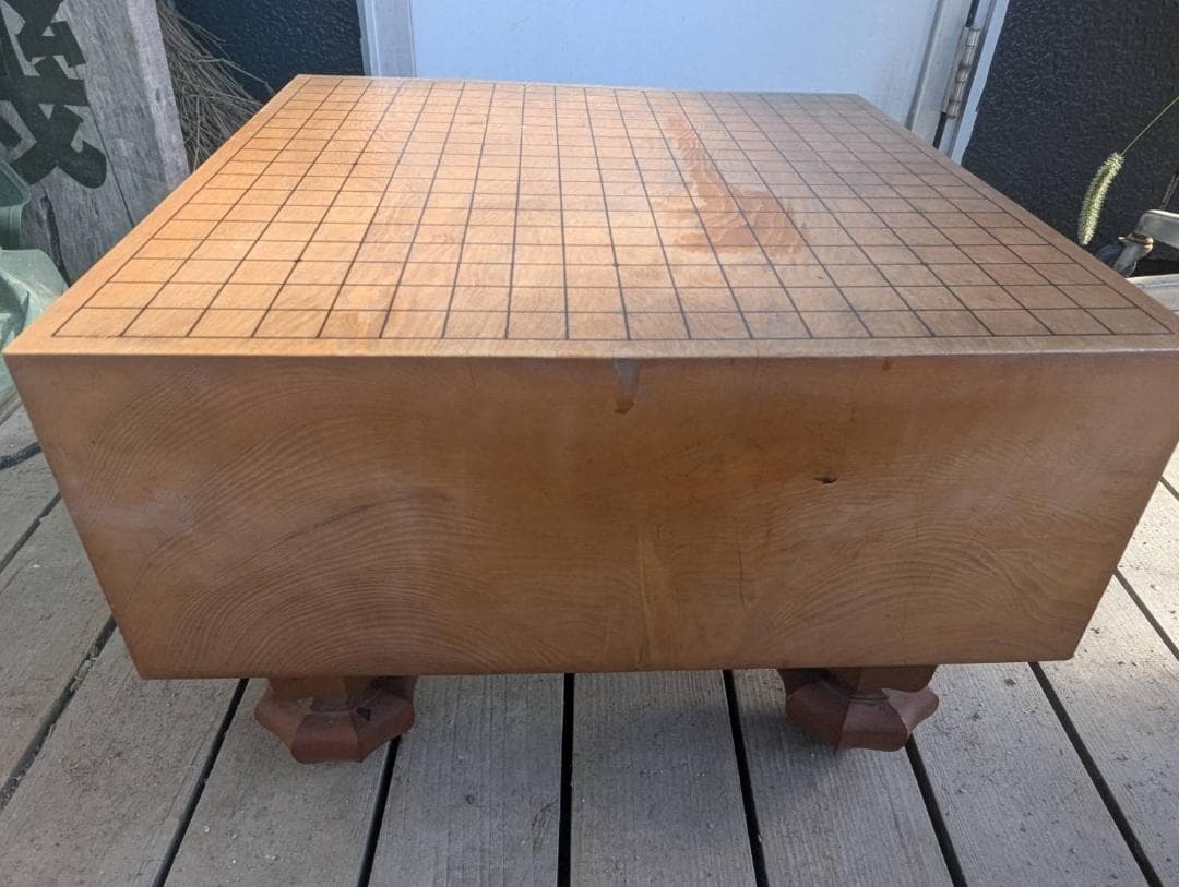 碁盤（へそあり）　脚付き　中古　碁石セット