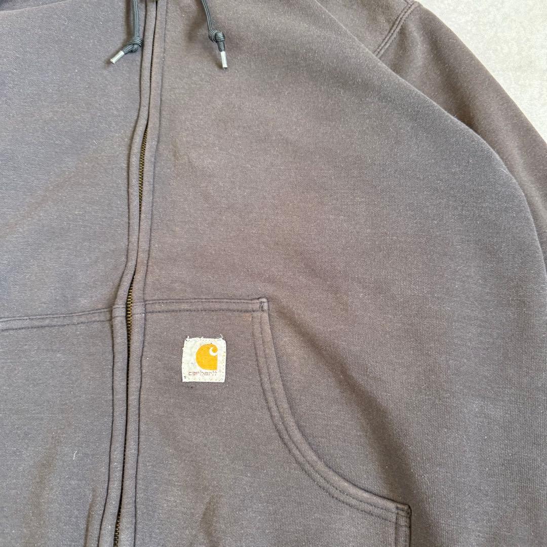 カーハート ジップアップパーカー ダークブラウン サンフェード L