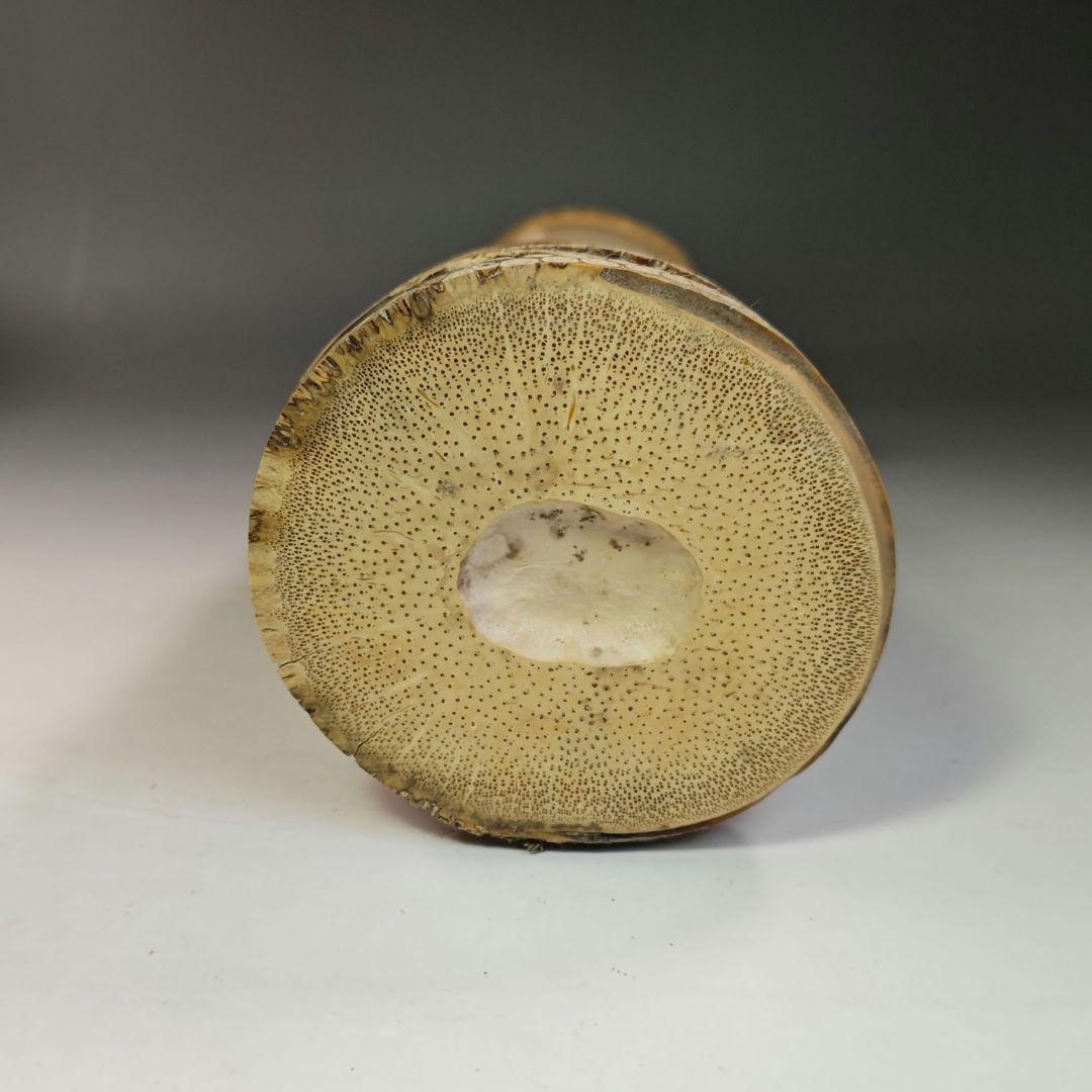 イ797 花入『大徳寺　福本積應　極箱』『銘　喫茶去』『竹器師　影林宗篤』竹花器