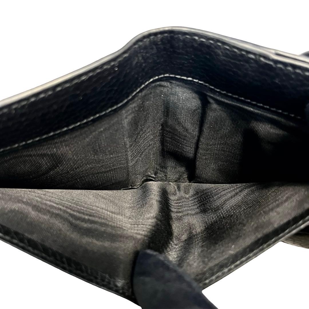 希少✨グッチ 二つ折り財布 GGインターロッキング レザー Wホック ブラック