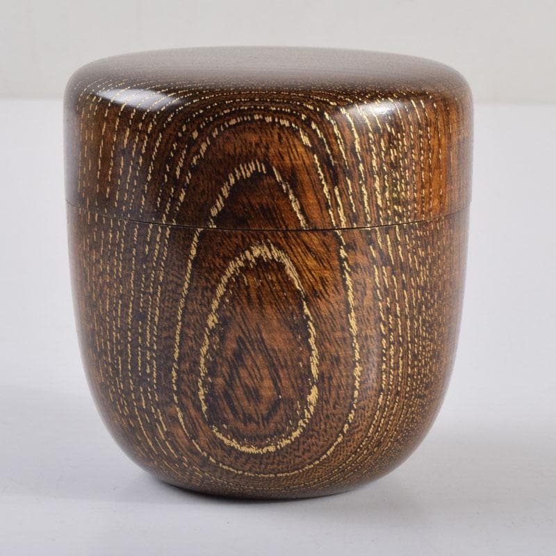 茶道具　山中塗　福田芳朗作　欅神代塗　中棗　共布共箱　V　8648