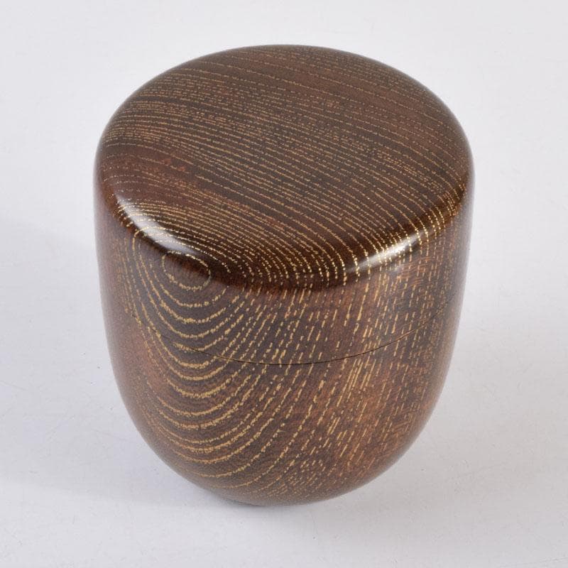 茶道具　山中塗　福田芳朗作　欅神代塗　中棗　共布共箱　V　8648