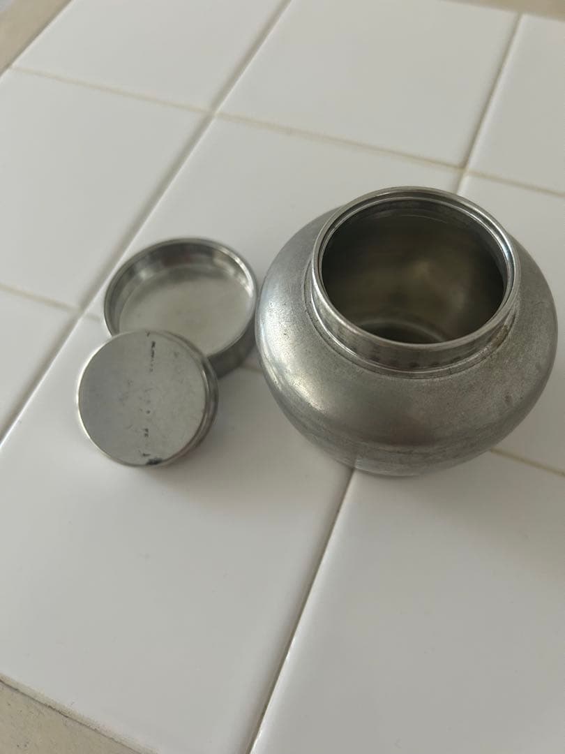 英祥堂製　茶筒　錫製