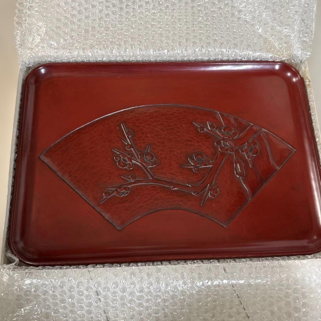 鎌倉彫 赤色盆 ５枚セット