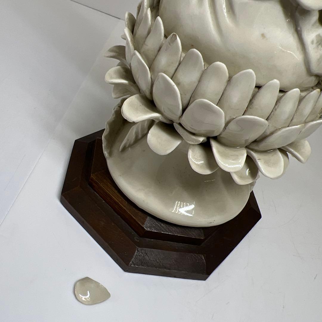 中国古窯　徳化窯　白磁観音　台込高さ約28㎝　東Y7-1023☆2Fトヒサ