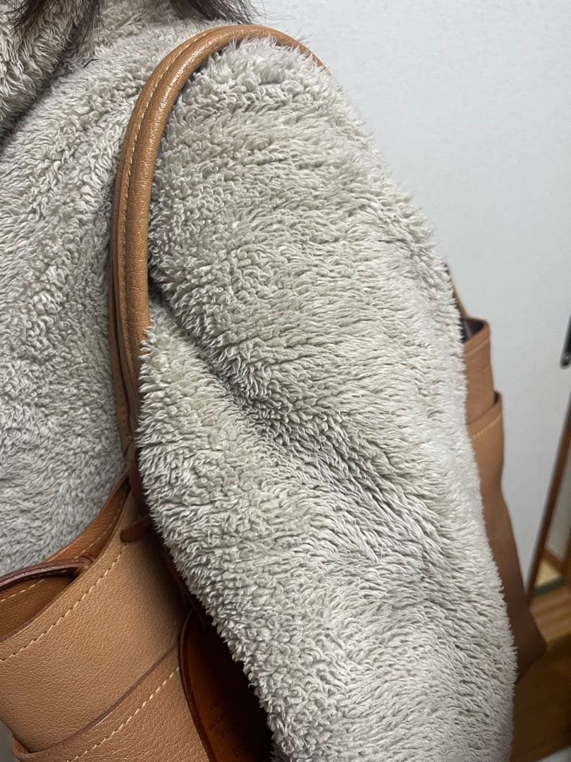 genten ブラウンレザー トートバッグ 大きめ 外ポケット付き