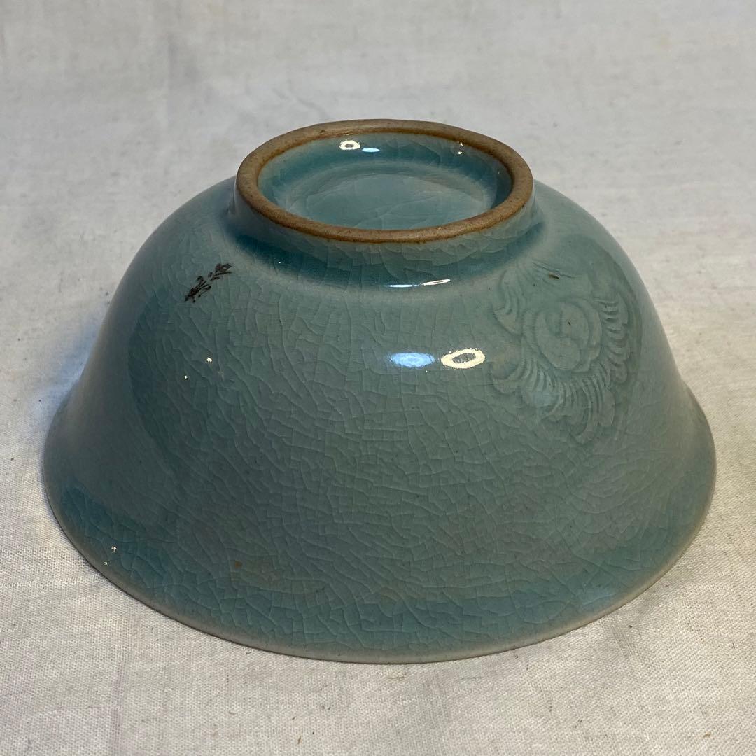 青磁　茶碗　白象嵌　菊花紋　高麗青磁　流谷　朝鮮・韓国⑤