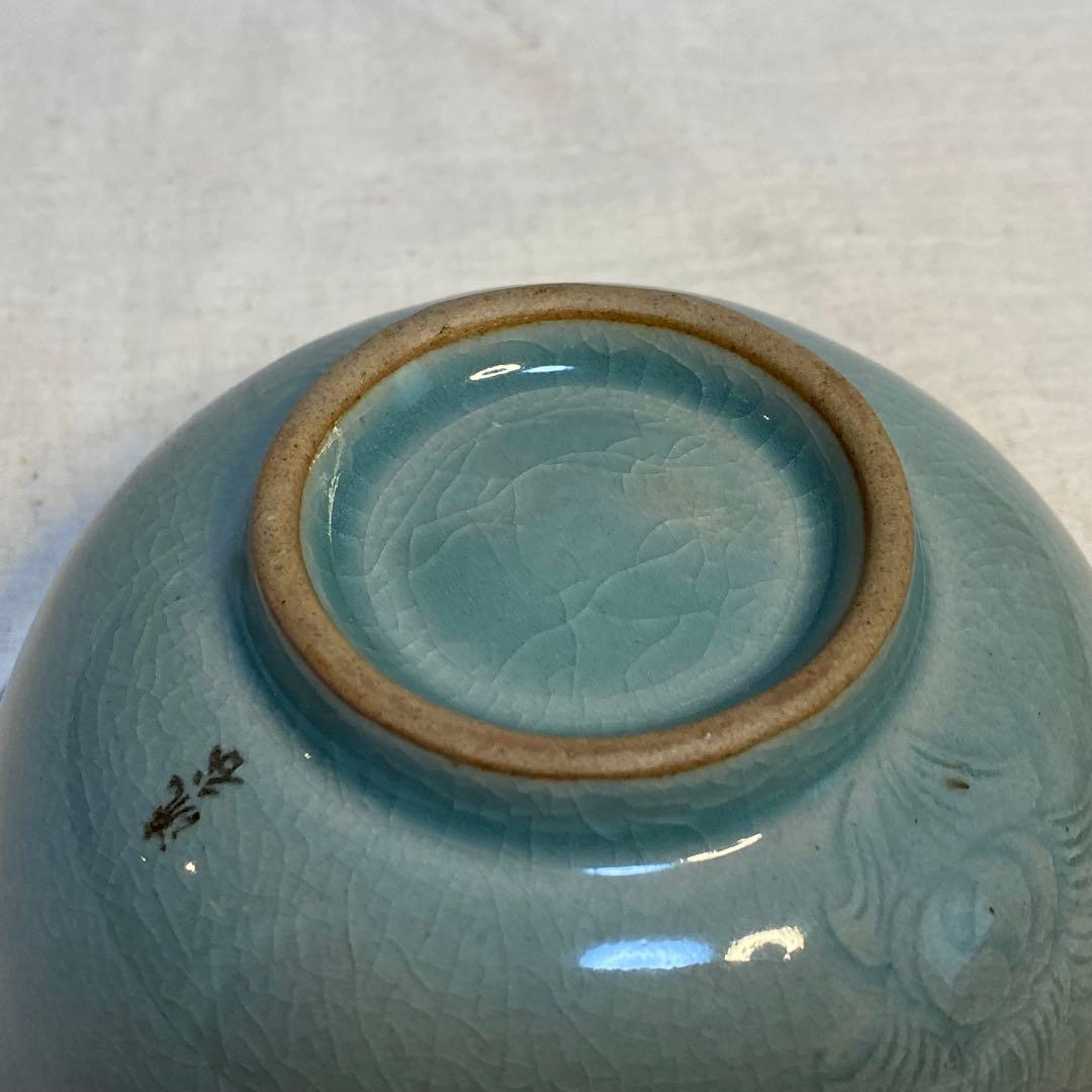 青磁　茶碗　白象嵌　菊花紋　高麗青磁　流谷　朝鮮・韓国⑤