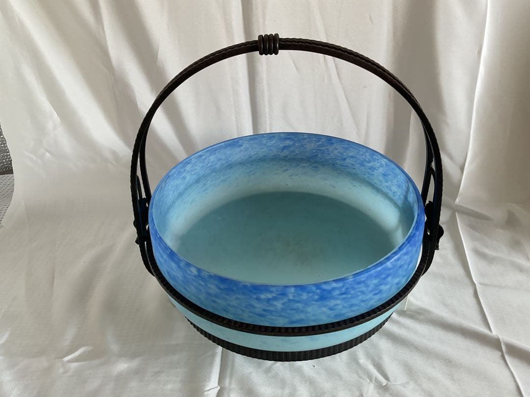 アンティーク美品！！「アイアン・ガラス　バスケット」France