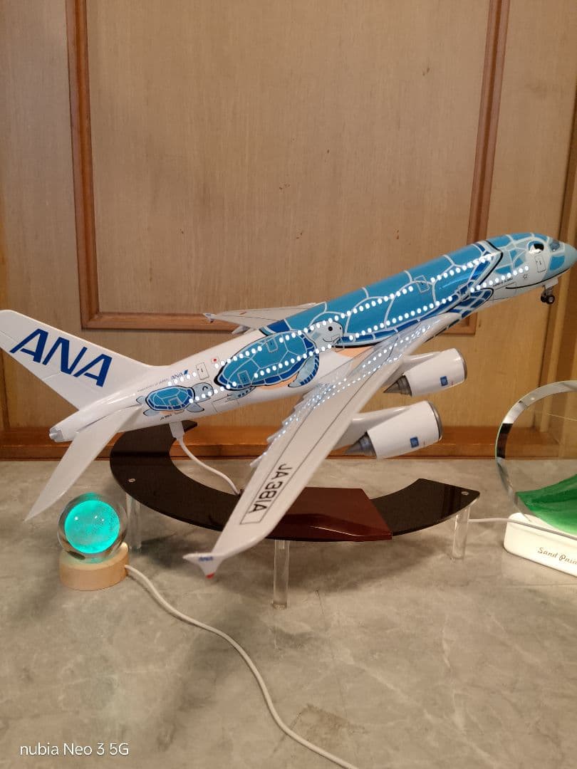 8/3…Airbus／a380 ANA フライングホヌ ブルー約50cm