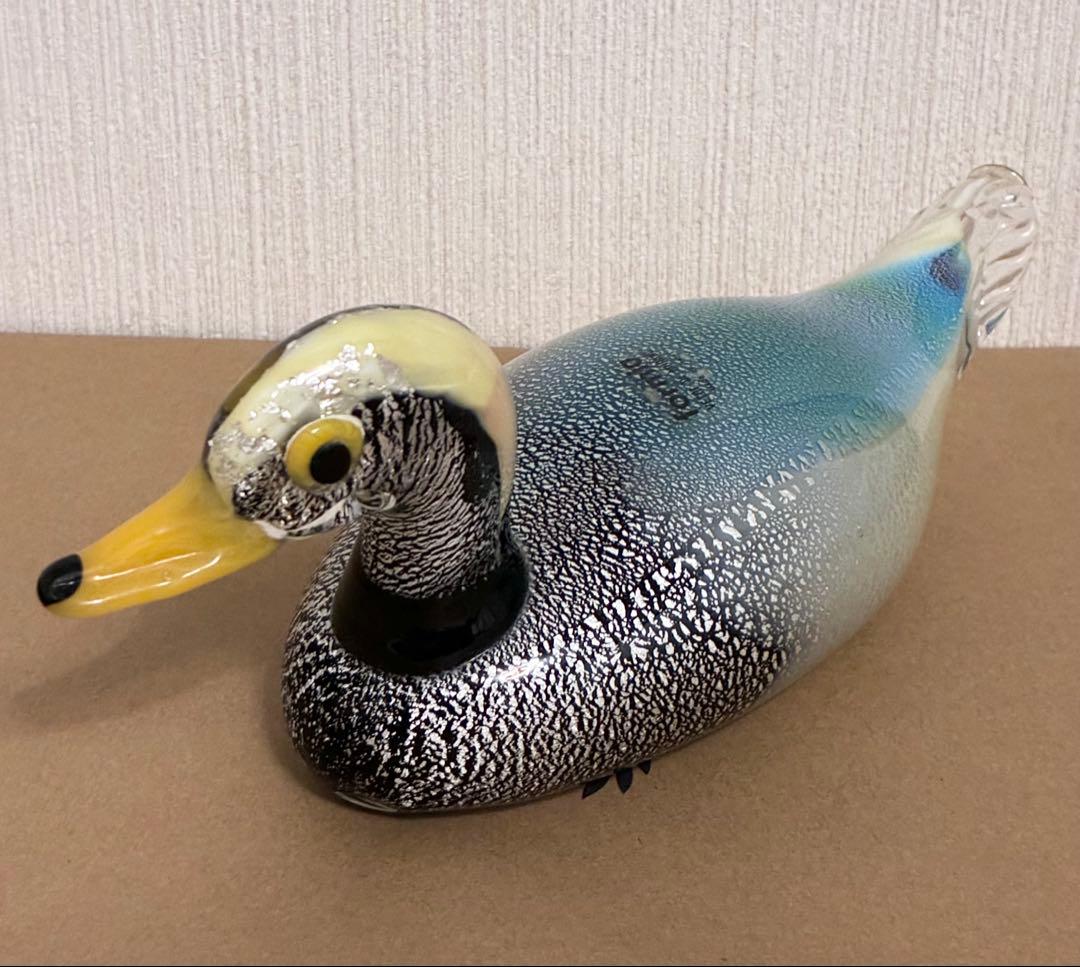 ムラーノ Murano アートガラス ガラスオブジェ アヒル マガモ 水鳥 置物