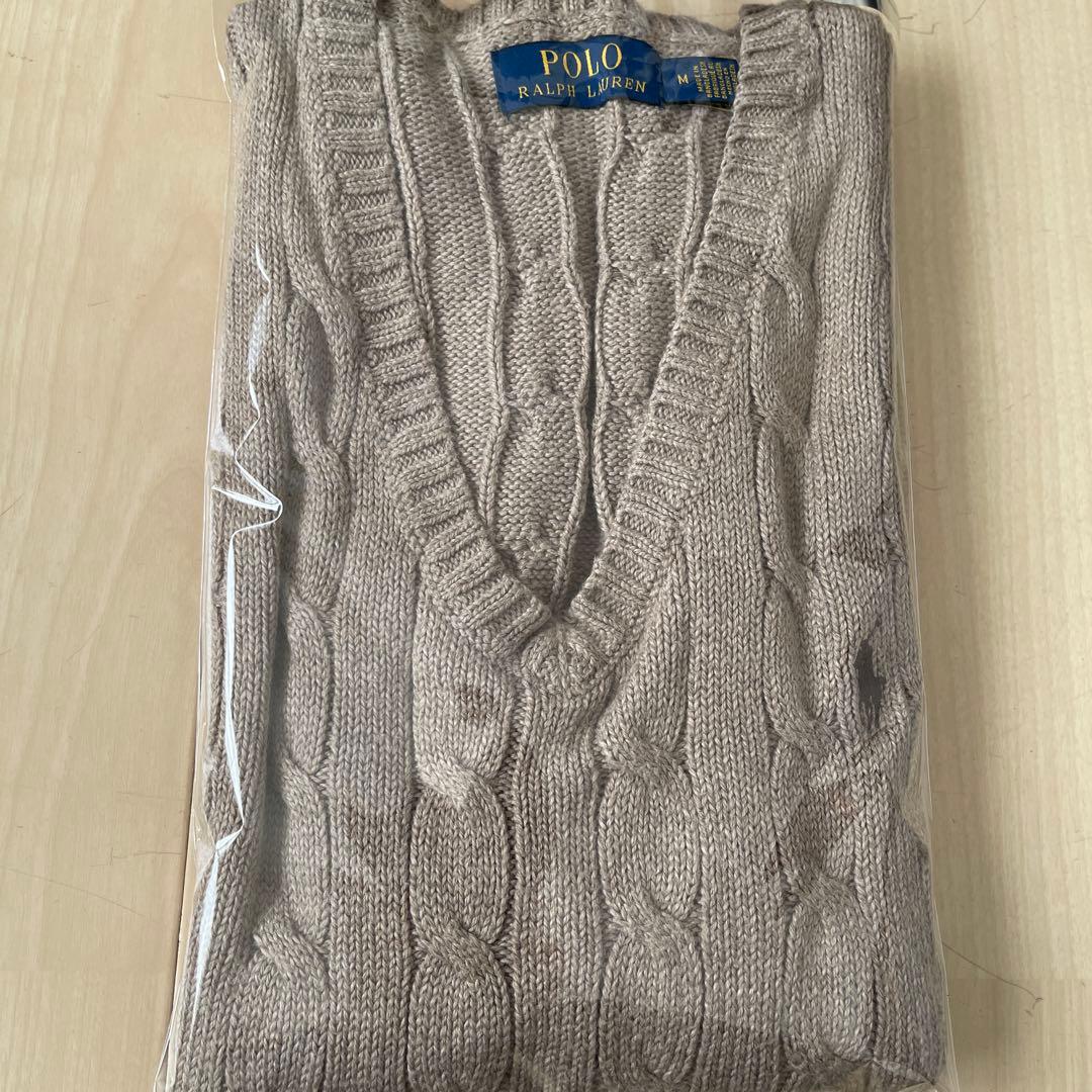 【Mサイズ】Polo Ralph Lauren ケーブルニットベスト ベージュ