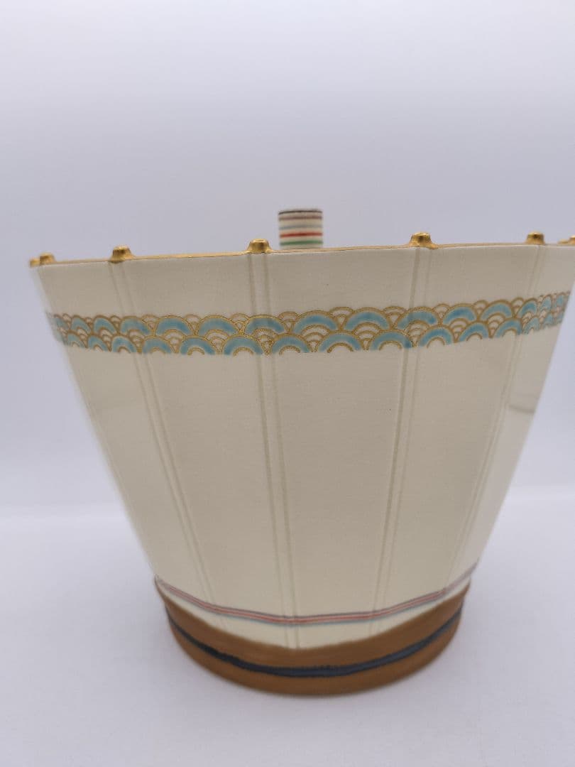 c279【新品・未使用】水指 仁清笠形 中村秋峰 木箱 茶道具