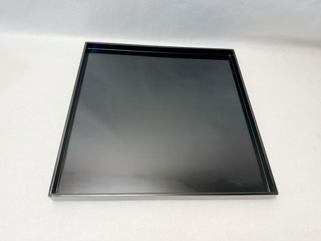 美品 懐石道具 輪島塗り 木製黒真塗 会席膳 四方膳 5客揃 銘々盆