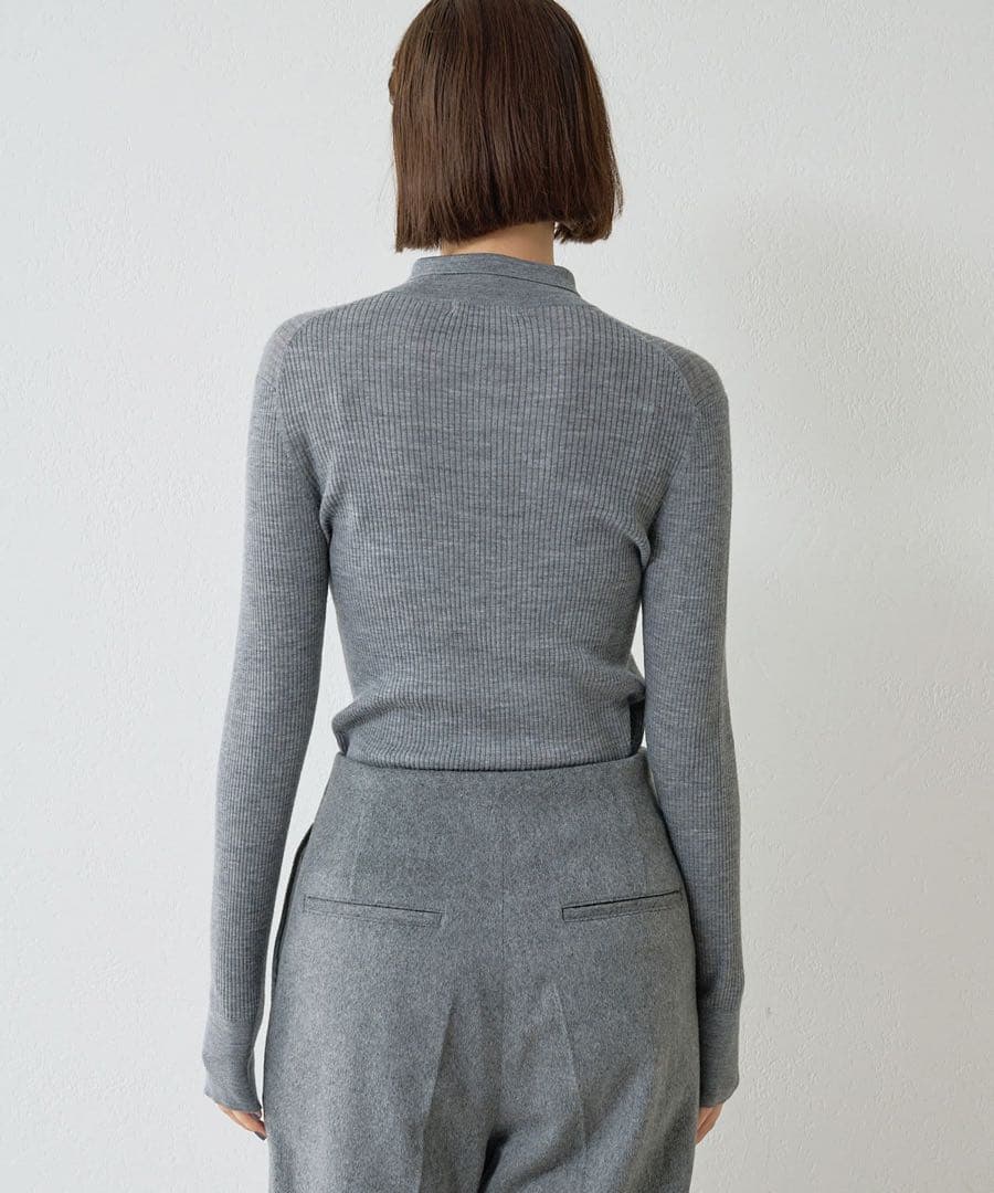 Whim Gazette(ウィム ガゼット) ポロカラーセーター　グレー