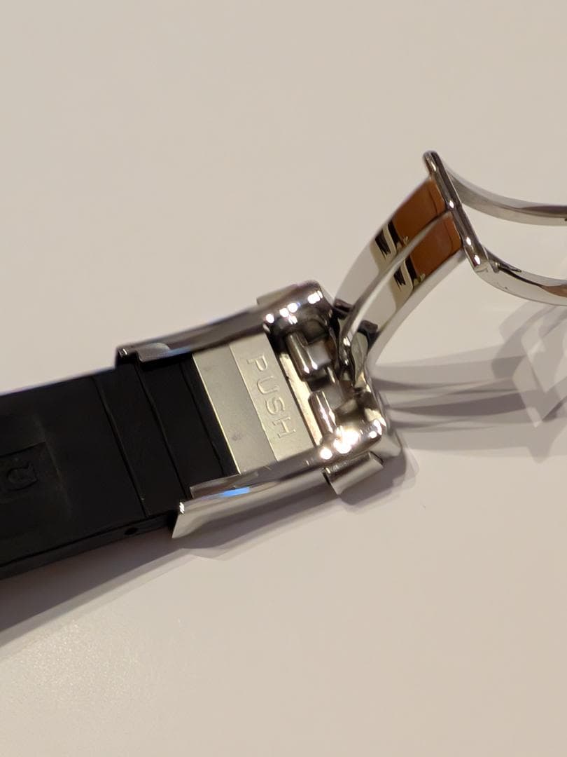 純正BREITLING ブラックラバーベルト フォールディングバックル SET