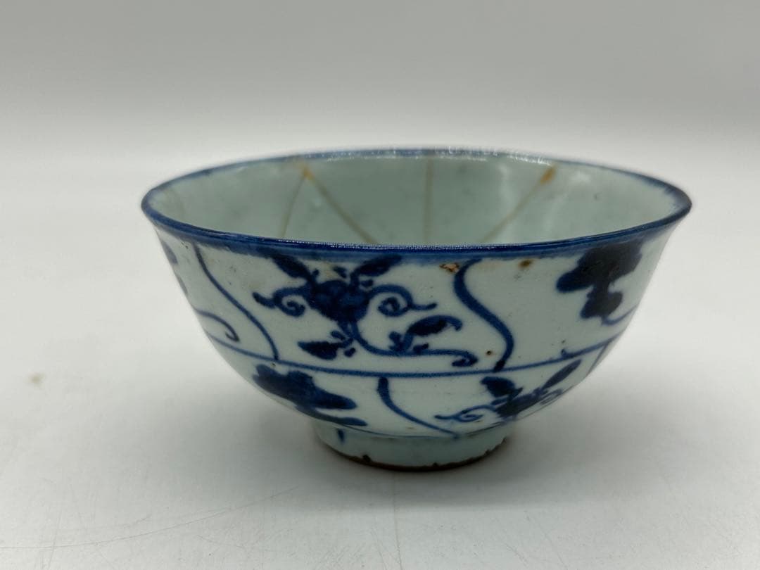 中国　清時代　染付湯呑み3点　茶器　訳あり　送料込み0515