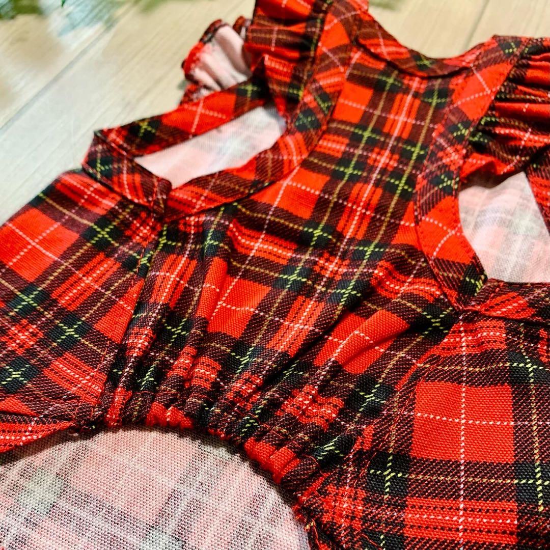No.4 ハンドメイド犬服 タータンチェックキャミワンピ