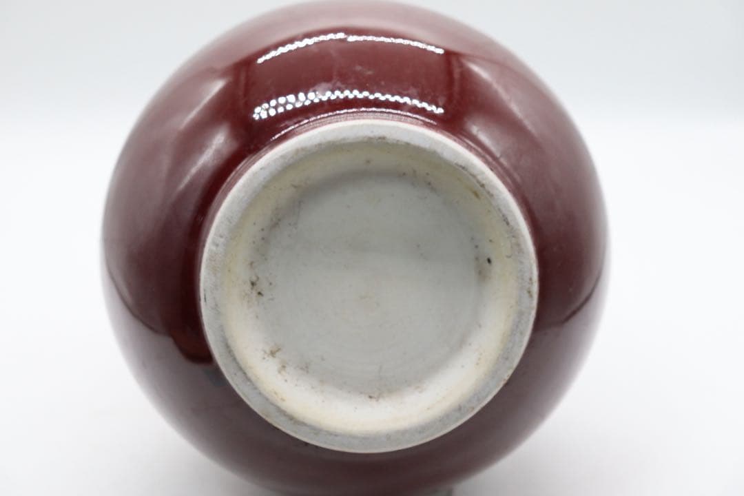 中国　紅釉長頸瓶　送料込み250614