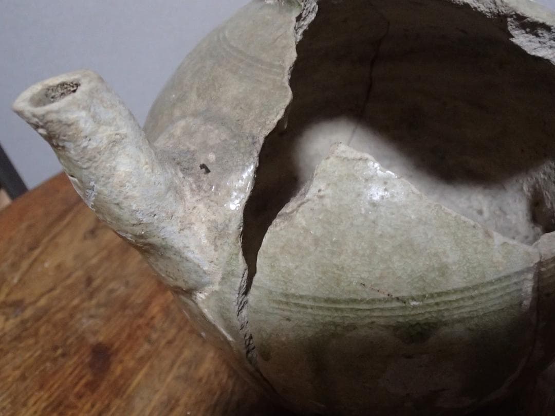 骨董　水注ぎ　古瀬戸　灰釉