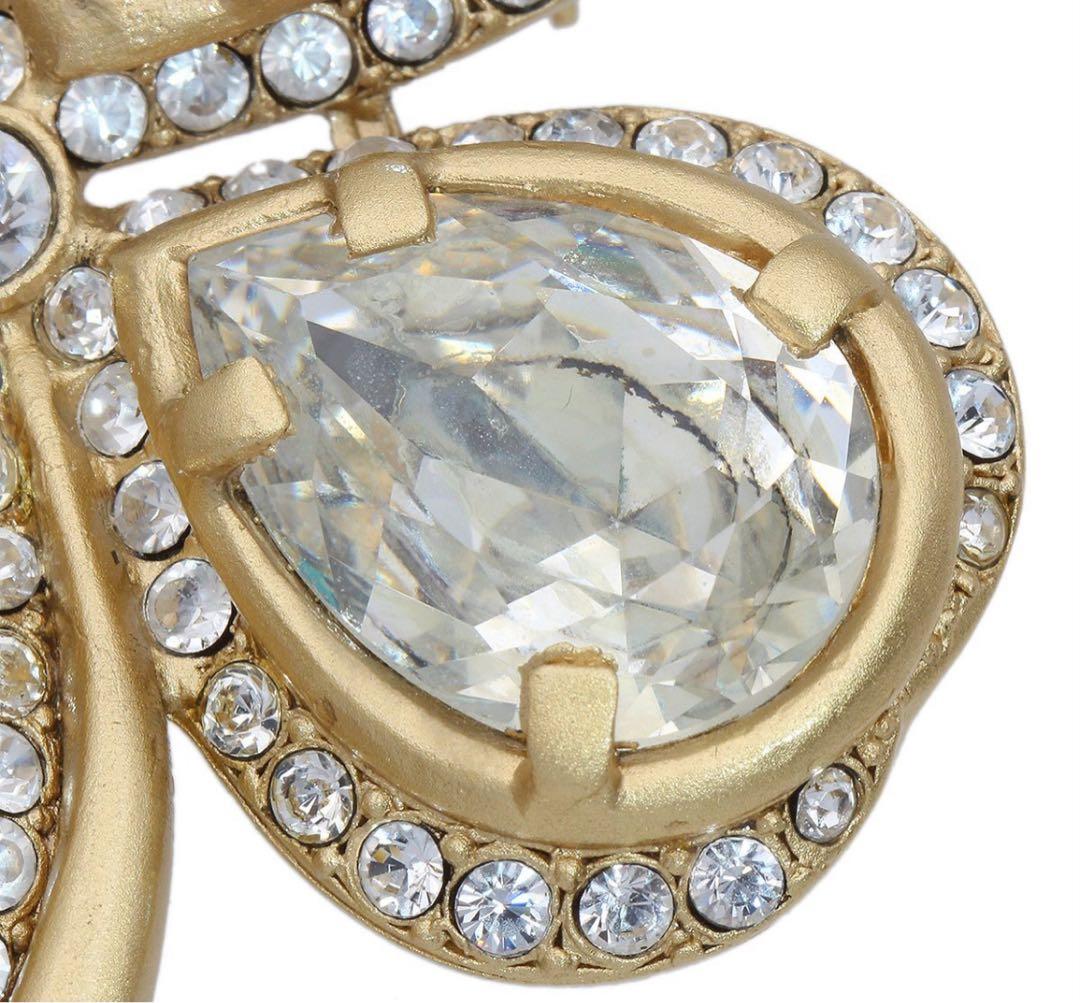 G2033 超美品!! シャネル クローバー ラインストーン ブローチ