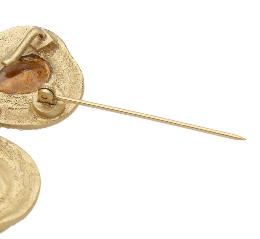 G2033 超美品!! シャネル クローバー ラインストーン ブローチ