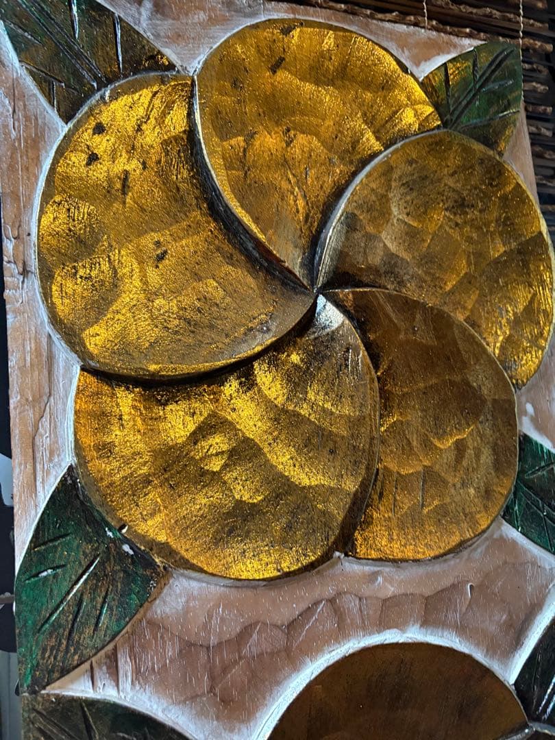 【値下げ中】プルメリア　ウッドレリーフ　バリ　ハワイ　壁掛け　インテリア