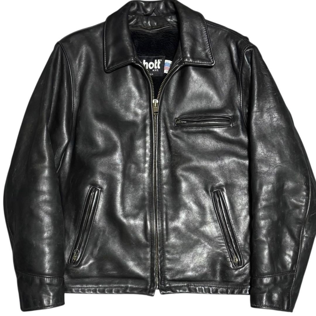 Schott 米国製 AT101 ボアライナー付 ライダースジャケット 38