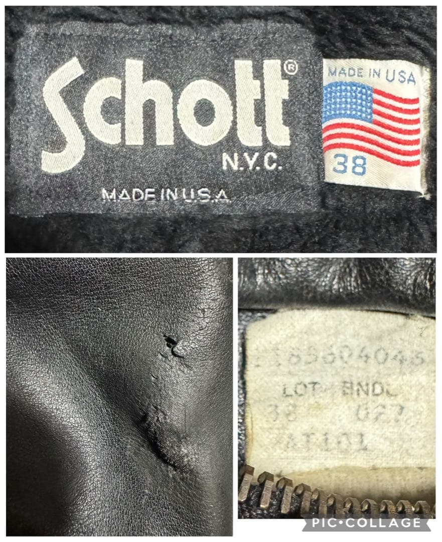 Schott 米国製 AT101 ボアライナー付 ライダースジャケット 38