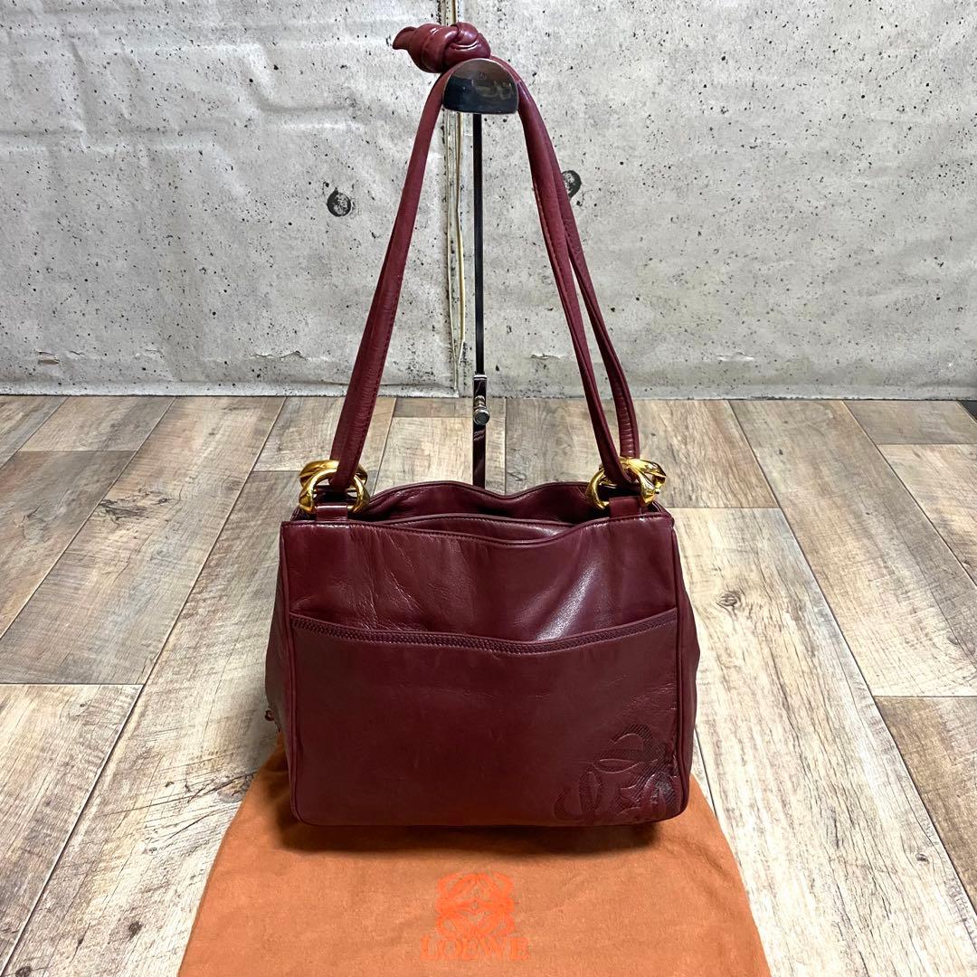 本物☆ロエベ アナグラム柄 ナッパレザー ワンショルダーバッグ ミニハンドバッグ