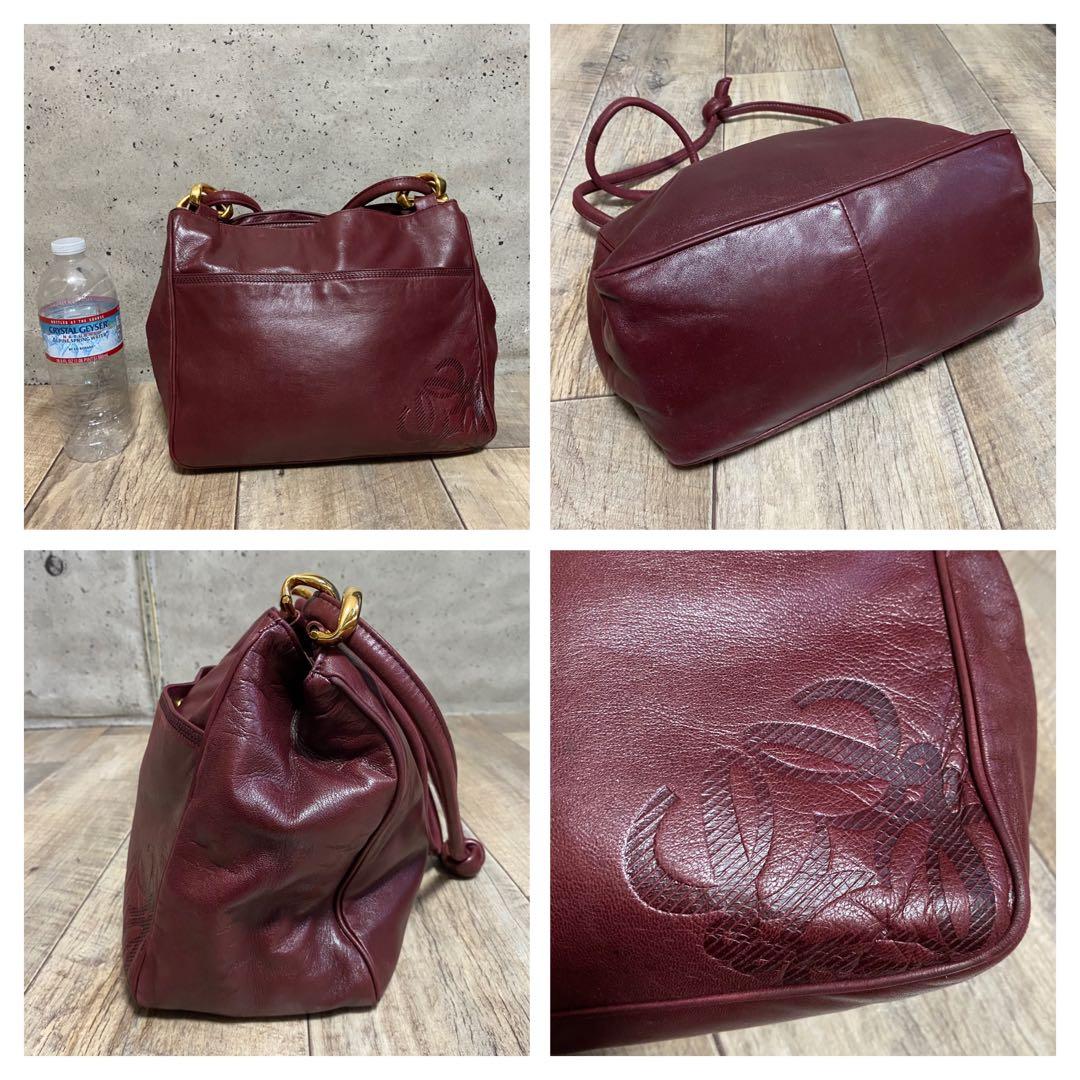 本物☆ロエベ アナグラム柄 ナッパレザー ワンショルダーバッグ ミニハンドバッグ