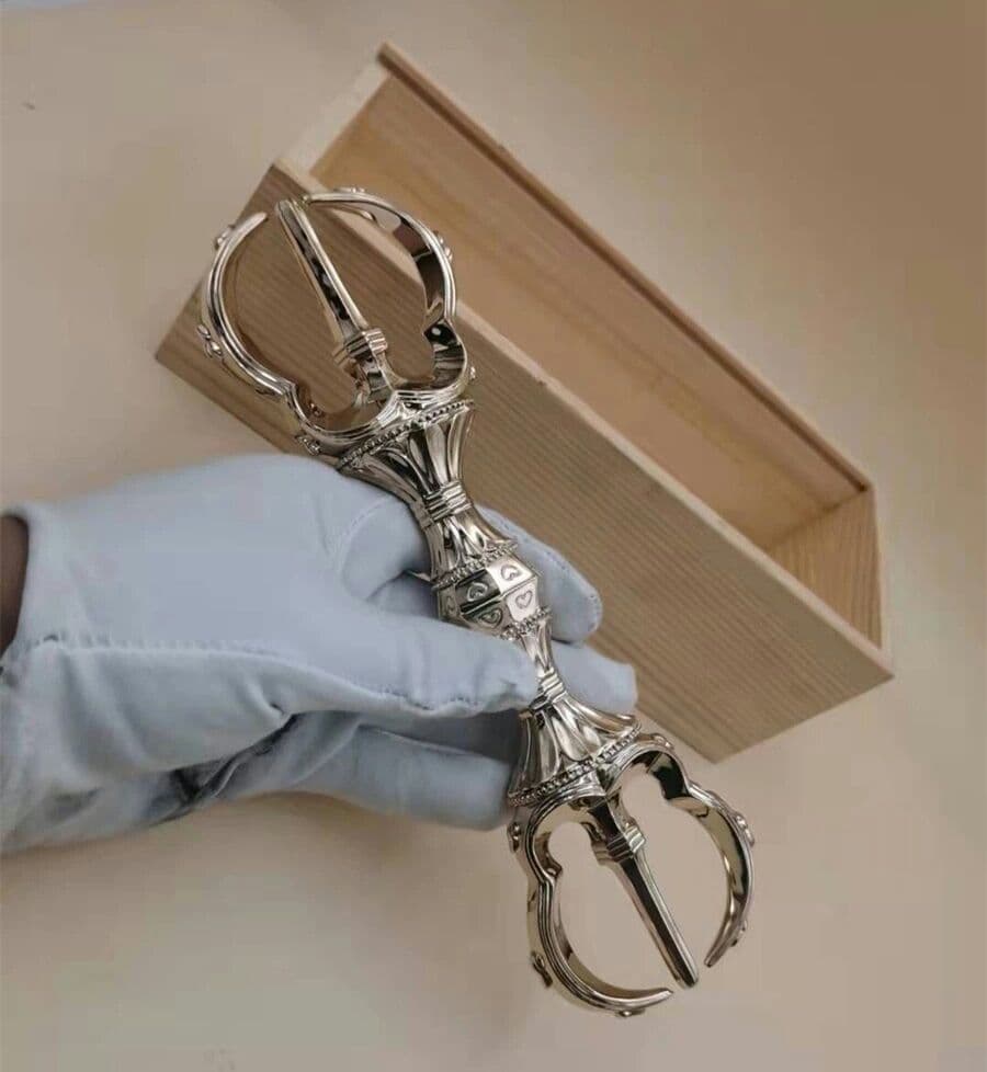 チベット密教法器 弘法大師 三鈷杵 愛心杵 金剛杵 真鍮製 vajra 23cm