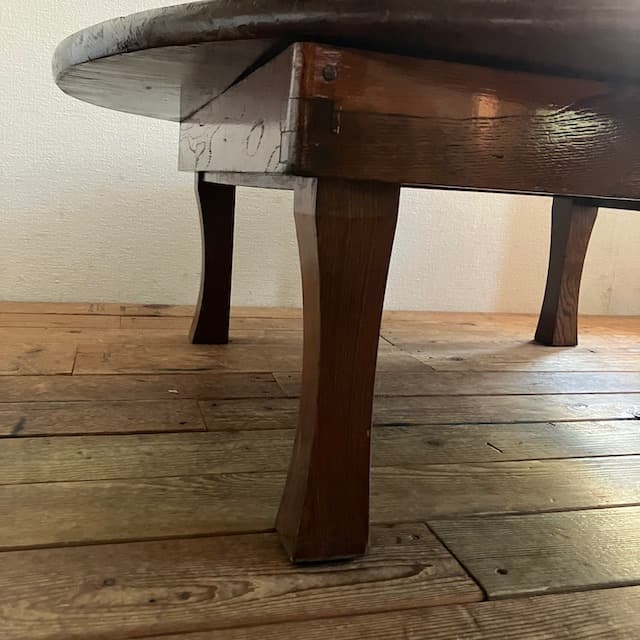 ヴィンテージ 古道具 欅 木製 円形 折りたたみ ちゃぶ台 骨董 レトロ こたつ