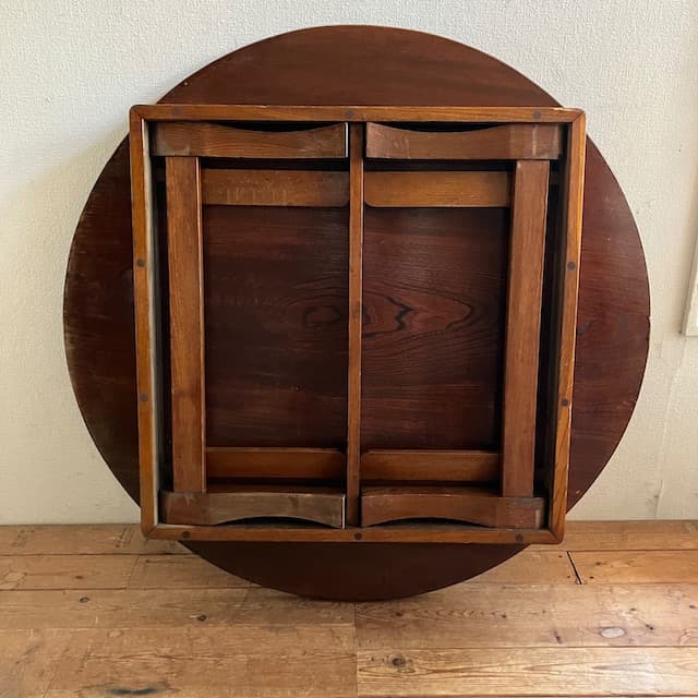 ヴィンテージ 古道具 欅 木製 円形 折りたたみ ちゃぶ台 骨董 レトロ こたつ