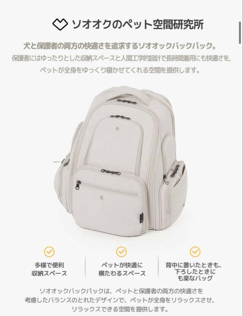 SSOOOK バックパック SO-CA431 Lサイズ ベージュ ブランケット付