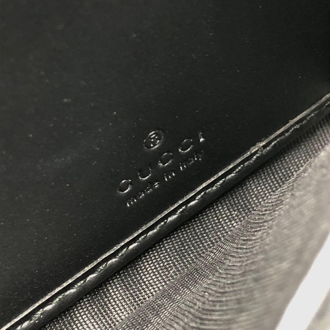 グッチ インターロッキング 長財布 二つ折り シマレザー GG柄 ブラック