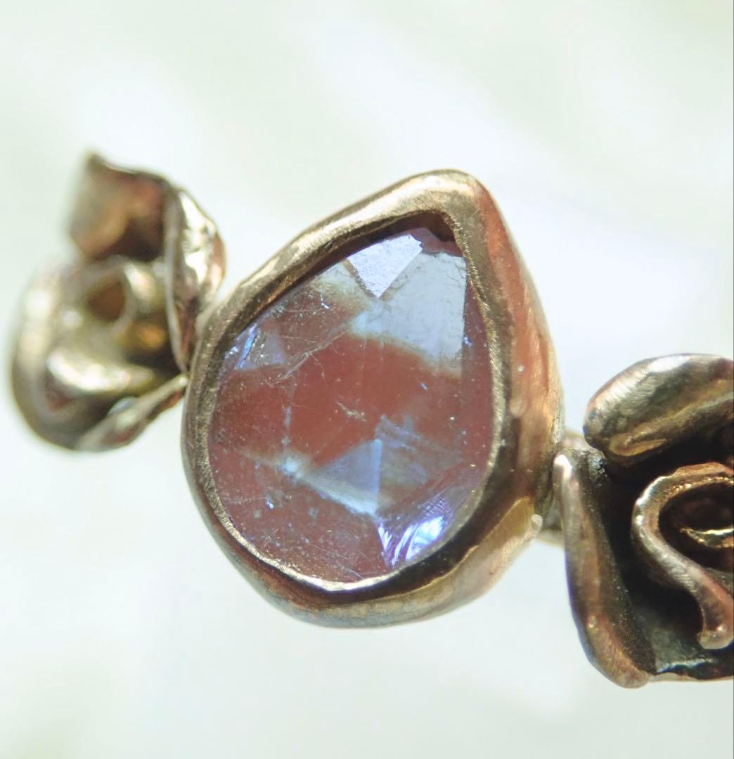 ハンドメイド ローズモチーフ　ピンキーリング