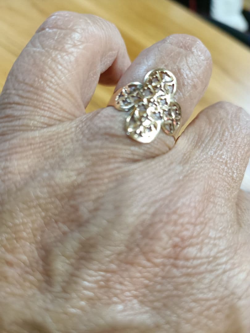 美品 K18 透かしデザインリング 13号