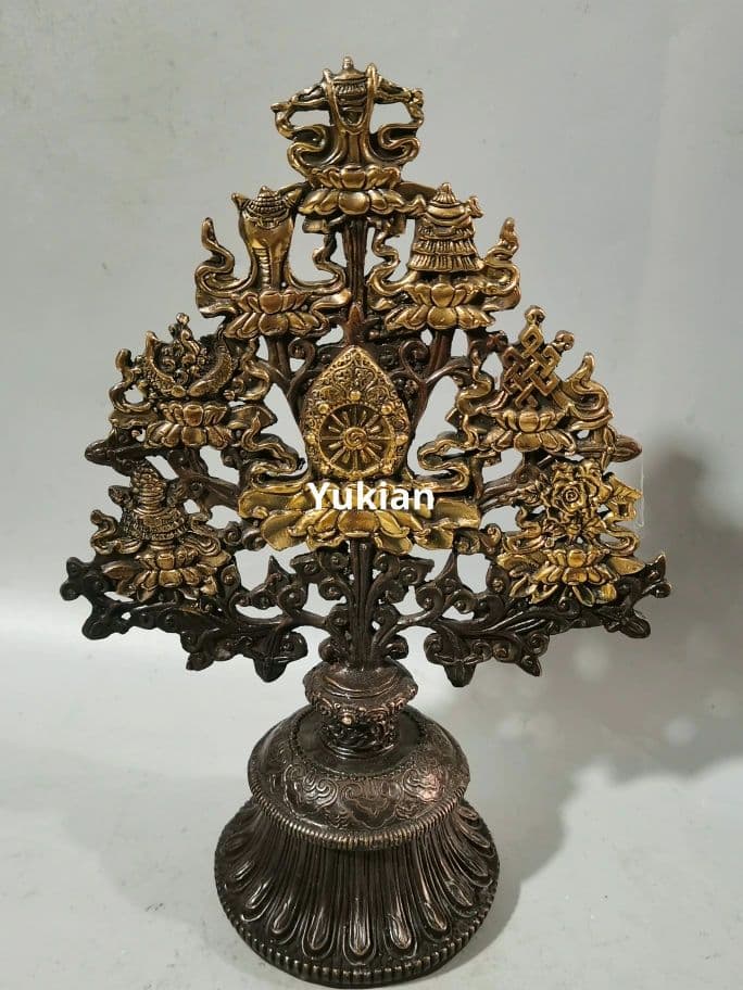銅製 八宝吉祥樹 吉祥八宝招き樹 法器 装飾品 工芸品 美術品 置物