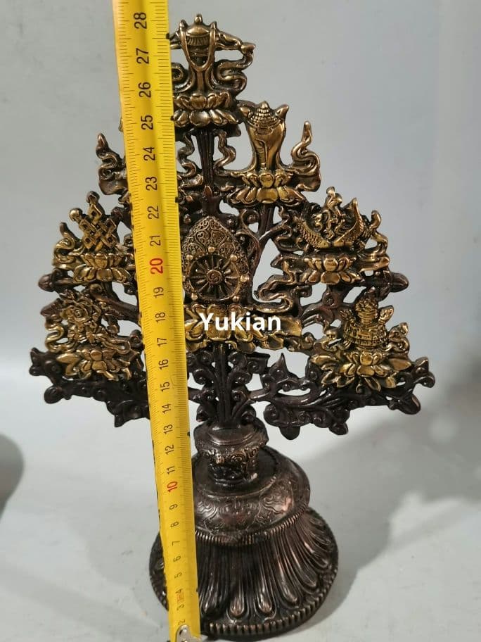 銅製 八宝吉祥樹 吉祥八宝招き樹 法器 装飾品 工芸品 美術品 置物
