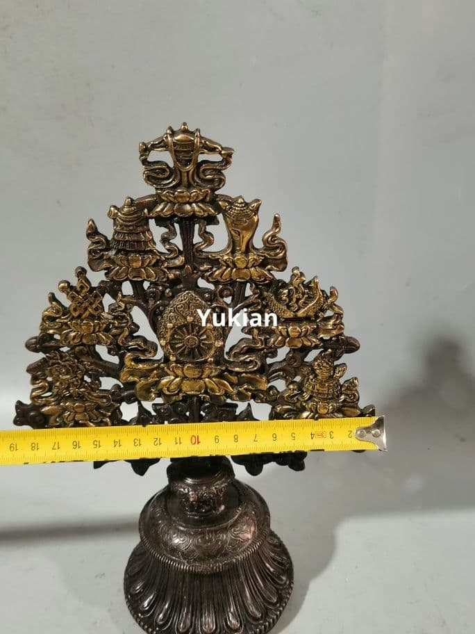 銅製 八宝吉祥樹 吉祥八宝招き樹 法器 装飾品 工芸品 美術品 置物