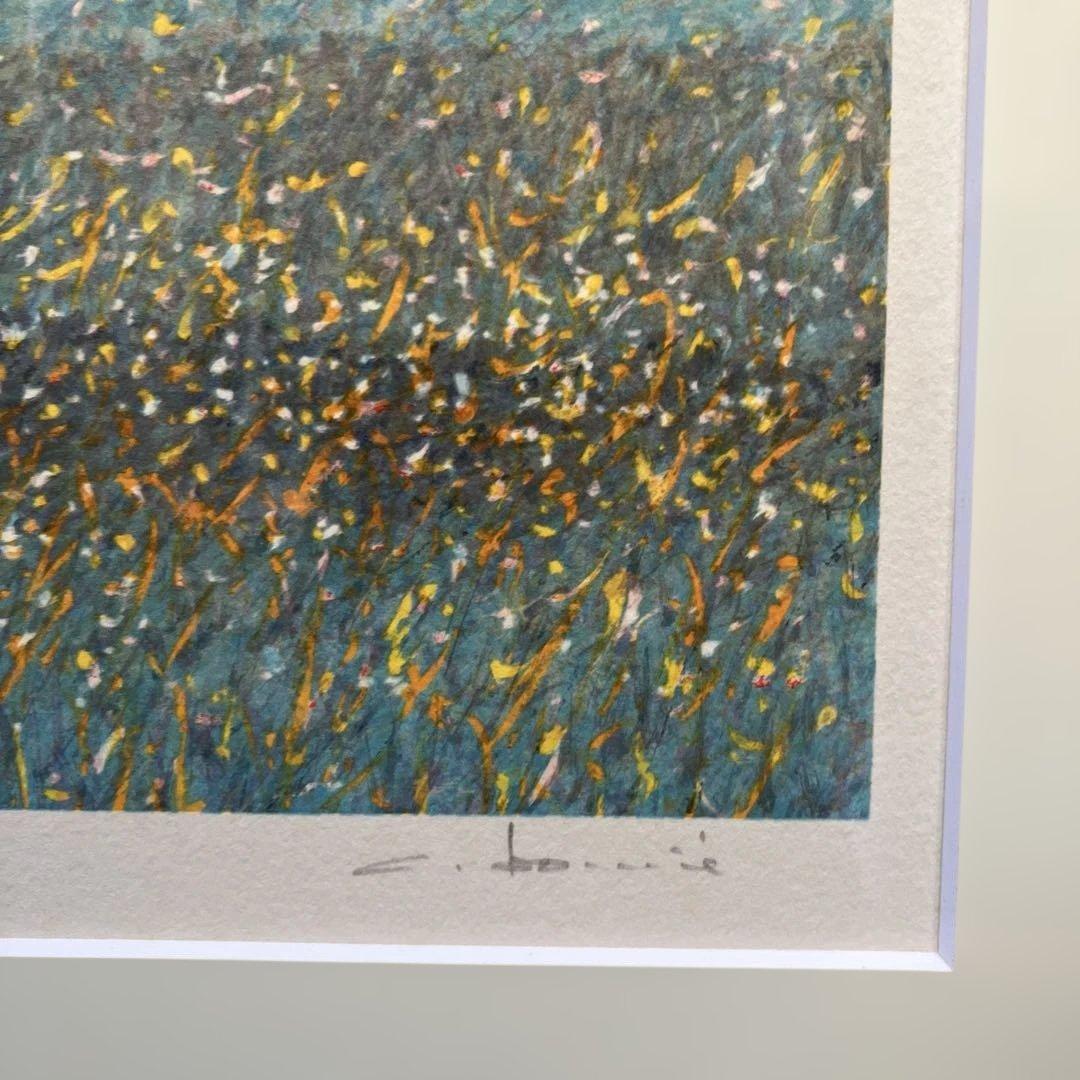 リトグラフ版画　アンドレ•ブーリエ　「朝の沼」