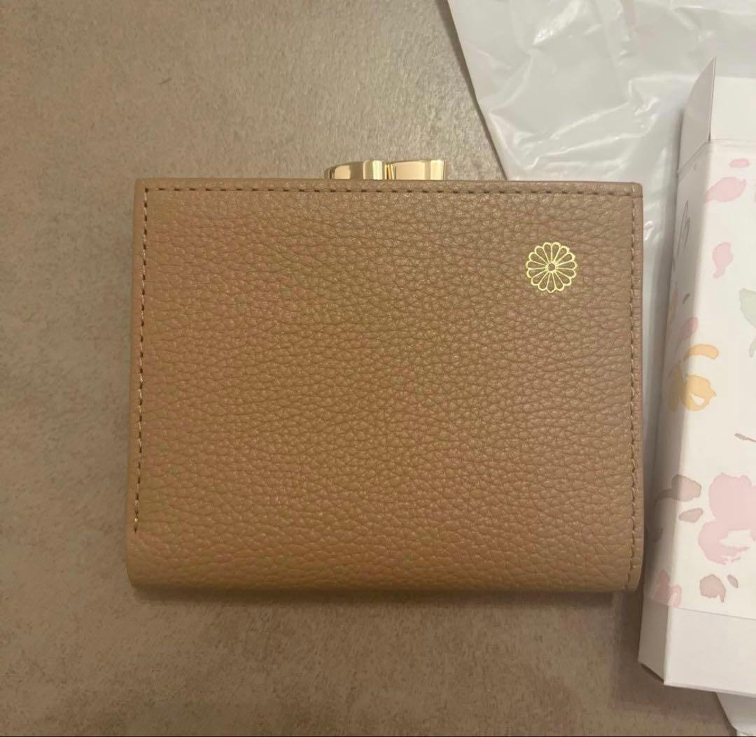 『新品』皇居財布 二つ折り がま口 カフェオレ モカ系