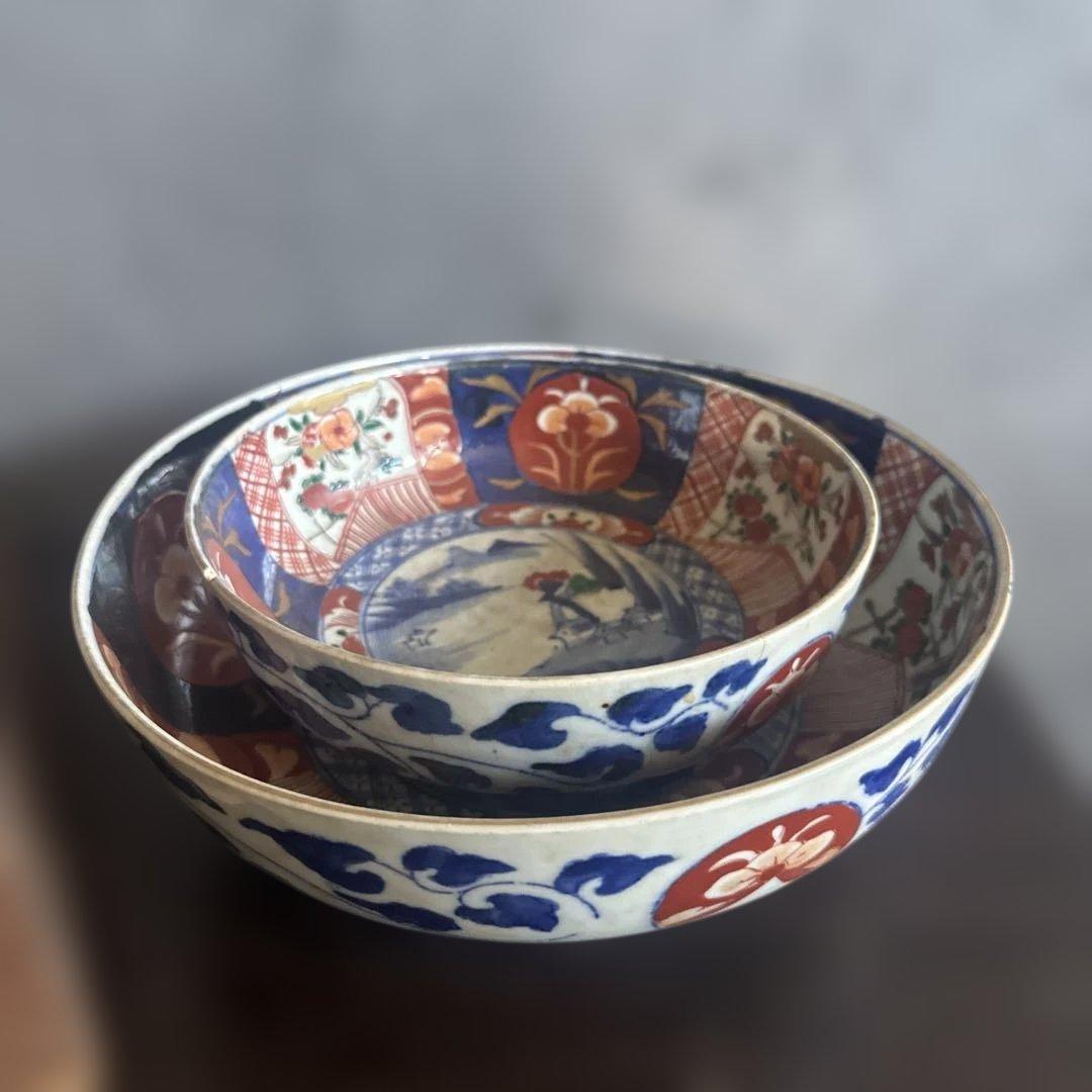 色絵陶器ボウル2点セット 難あり