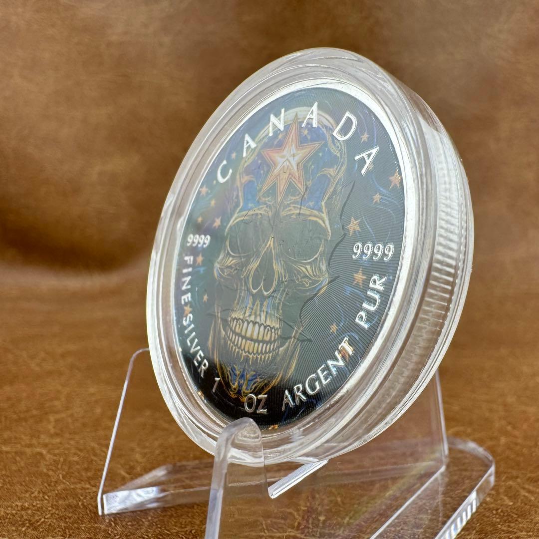 【世界100枚限定！】カナダ メイプルリーフ 銀貨 カラー スタースケルトン