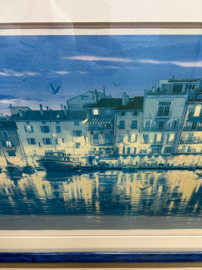 【真作】笹倉鉄平サントロペ　36×90cm 額64×118cm