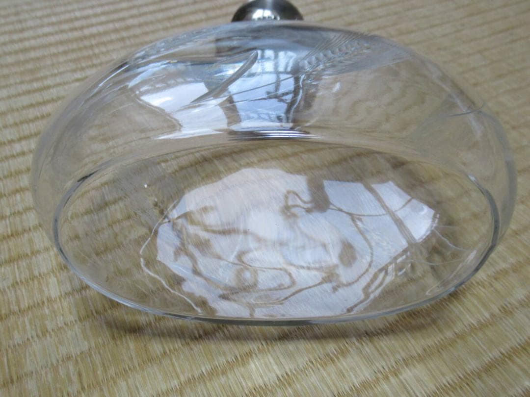 未使用 大正時代 フランス製◆フタ付近純銀製 麦模様手磨き切子 デキャンター