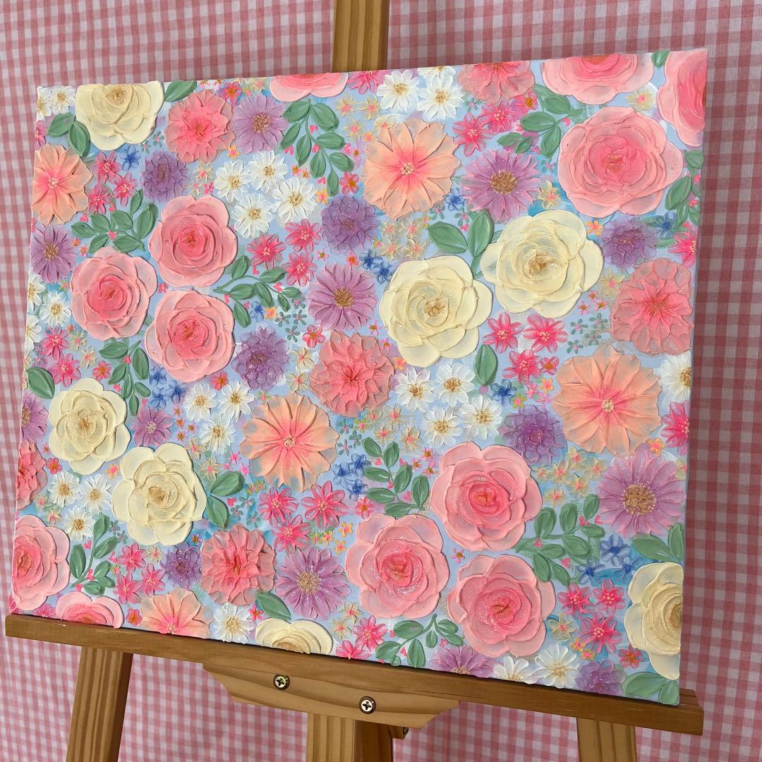 原画 テクスチャーアート 花の絵　花　フラワーアート　花柄